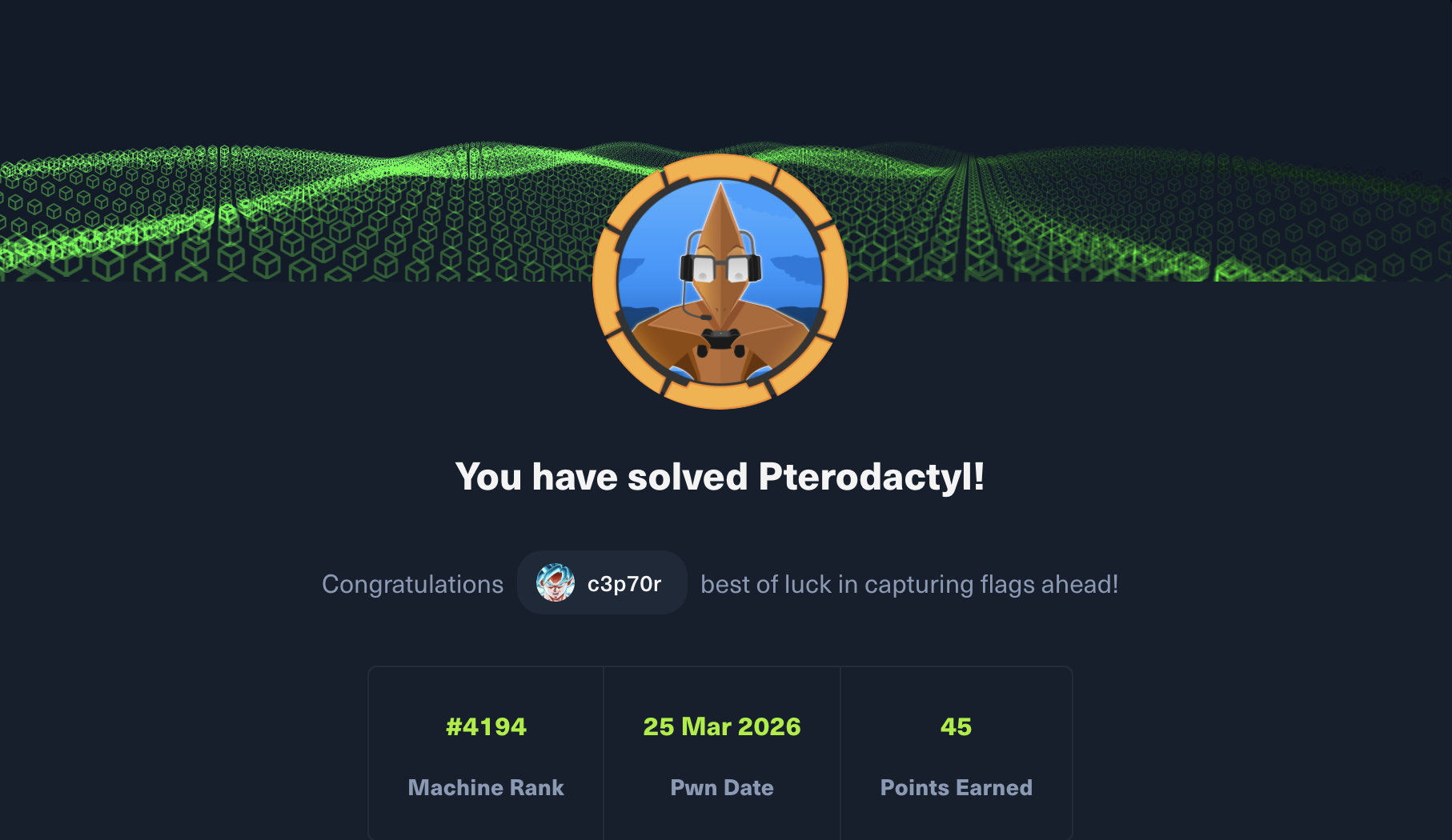 Pterodactyl completion proof